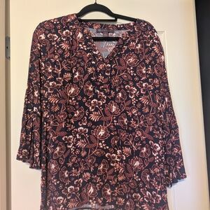 Gloria Vanderbilt Pink and Red Graphic 3/4 Sleeve Tunic